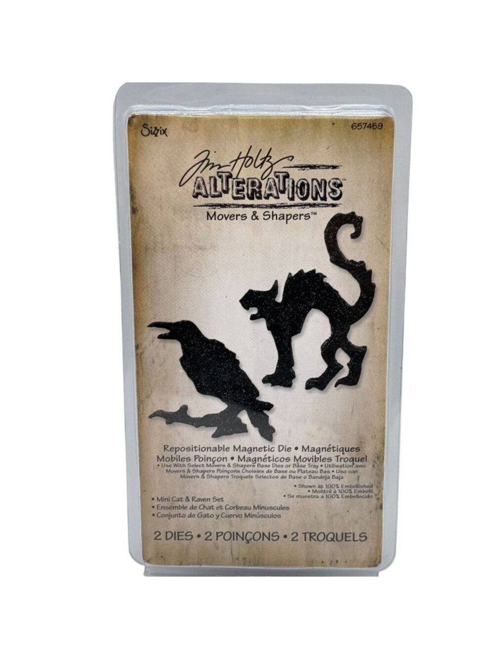 Tim Holtz Sizzix Movers & Shapers Mini Cat & Raven Magnetic Die Set